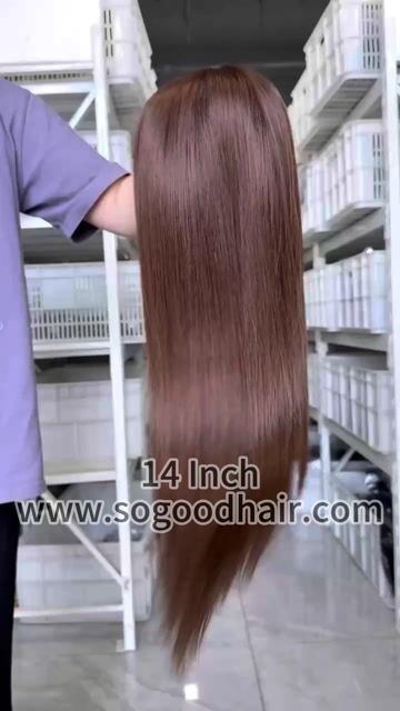 14" Brown Straight V Part Wig